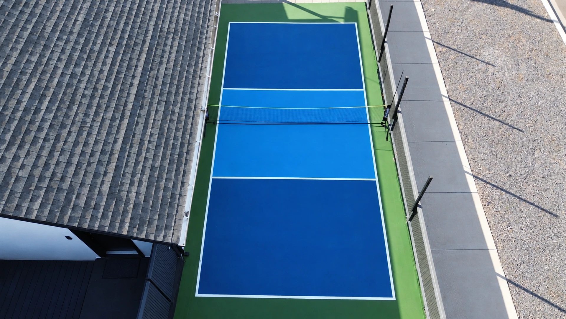 Aerial view of the private pickleball court